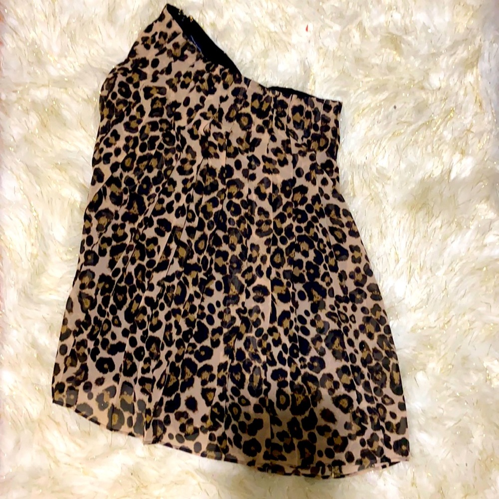 cheetah print pleated skater skirt